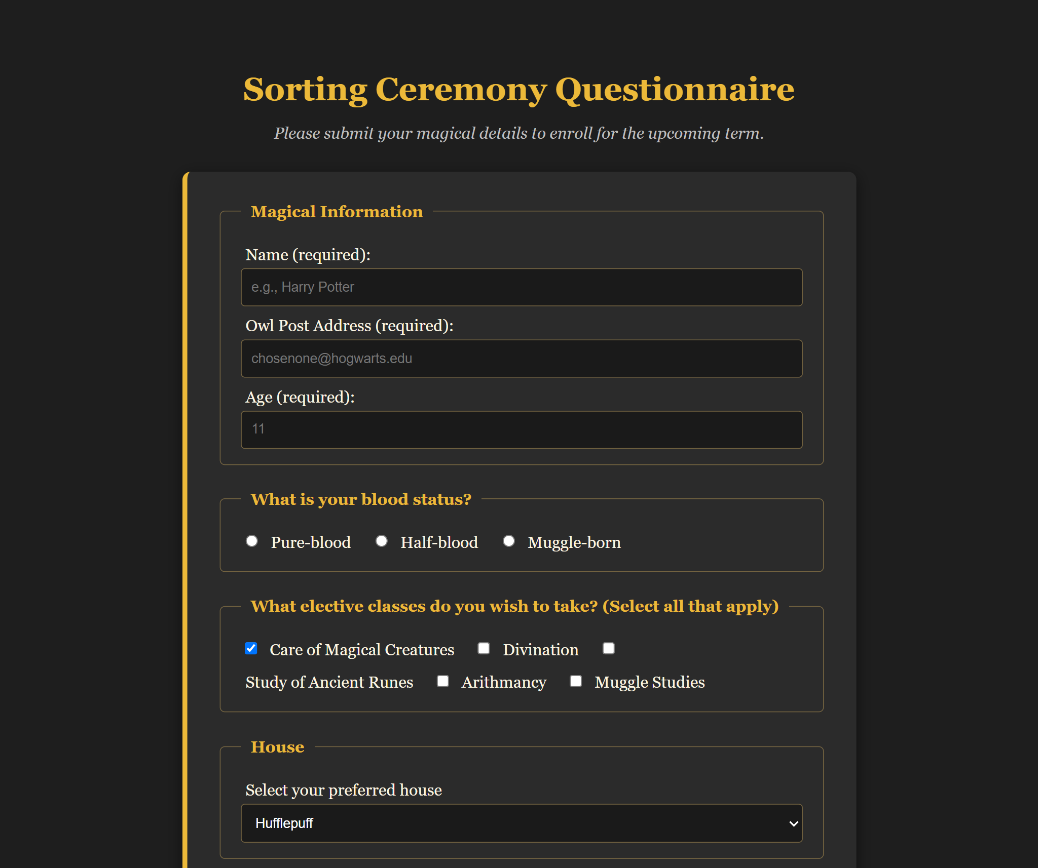 Sorting Form Preview